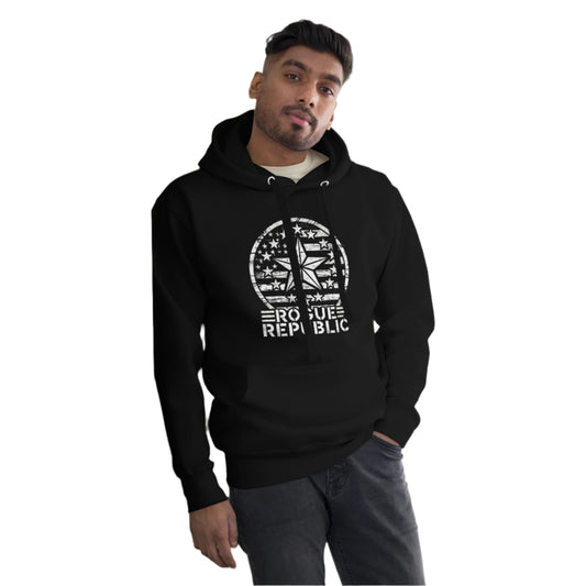 men's American flag hoodie, stars, black